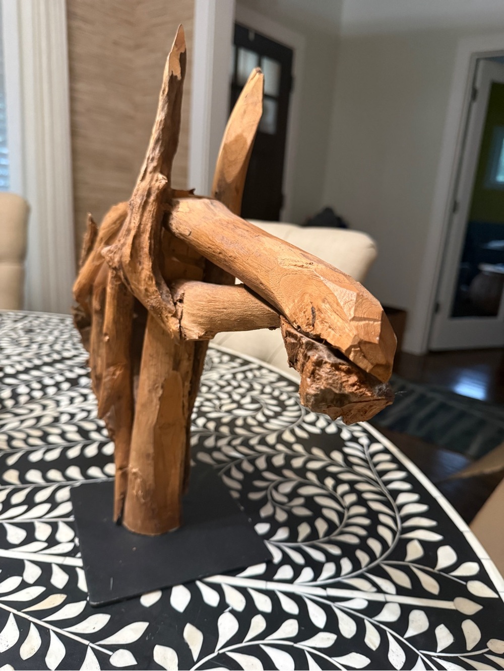 Natural Driftwood Animal Sculpture - Brown Home Art Decor